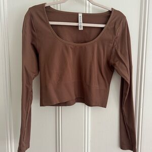 Athleta Brown Long Sleeve Crop Top